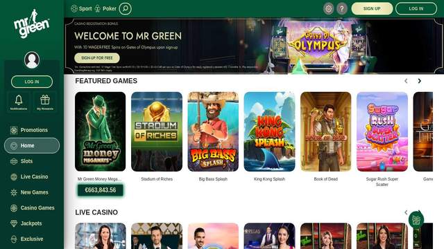 Mr Green casino screenshot